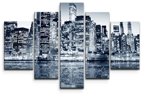 Sablio Obraz - 5-dílný Nočný New York - 125x90 cm