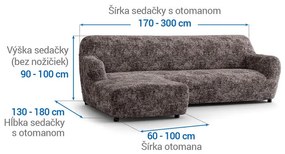 Bielastické poťahy MARMO hnedé sedačka s otomanom vľavo (š. 170 - 300 cm)