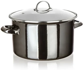 Banquet Hrniec smaltovaný METALLIC Black 26 cm, 6 l, s pokrievkou, 26 cm