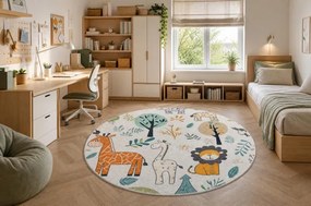 Detský koberec protišmykový BAMBINO 61570 krémový / zelený kruh