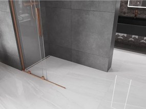 Mexen Velar L, posuvná sprchová zástena Walk-in 110 x 200 cm, 8mm číre sklo, medená matná, 871-110-003-03-65