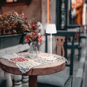 Biela LED stolová lampa s kovovým tienidlom (výška 36,5 cm) Viletto – Fischer &amp; Honsel