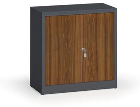 Zvárané skrine s lamino dverami, 800 x 800 x 400 mm, RAL 7016/orech