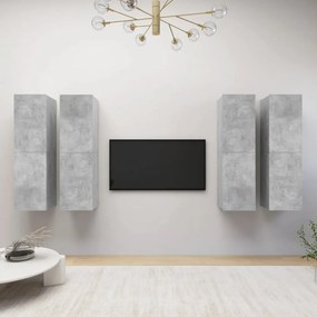 TV skrinky 4 ks betónové sivé 30,5x30x110 cm drevotrieska 3079162