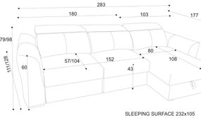 Univerzálna rohová rozkladacia trojmiestná pohovka s úložným priestorom TRENTO taupe