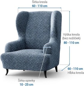 Bielastické poťahy VENEZIA modrá kreslo ušiak (š. 60 - 110 cm)