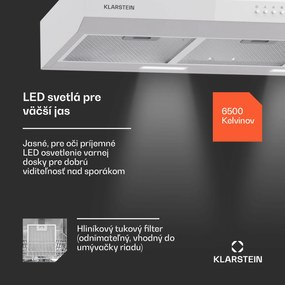 Klarstein Contempo 90, digestor, 90 cm, podskrinkový, 200 m³/h, LED, akryl, nehrdzavejúca oceľ
