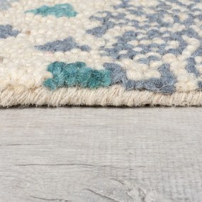 Modrý/béžový ručne tkaný vlnený koberec 120x170 cm Eloise Patchwork – Flair Rugs