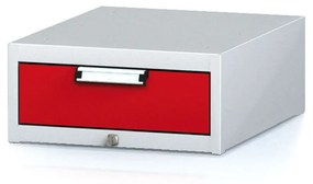 Závesný dielenský box na náradie k pracovným stolom MECHANIC, 1 zásuvka, 480 x 600 x 218 mm, červené dvere