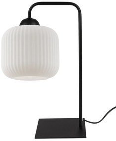 Light Home Stolná lampa Riffle, 1x biele sklenené tienidlo