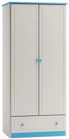Detská skriňa - šuflík: Biela - modrá 182cm 80cm