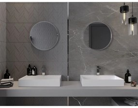 Mexen Loft, okrúhle kúpeľňové zrkadlo 50 cm, farba rámu brúsená oceľ, 9850-050-050-000-10