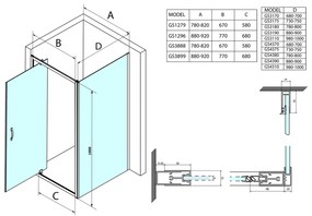 Gelco, SIGMA SIMPLY štvorcová sprchová zástena pivot dvere 800x800mm L/P varianta, Brick sklo, GS3888GS4380