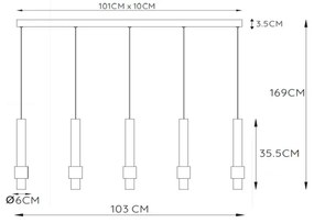 Lucide 24402/30/30 -LED Stmievateľný luster na lanku MARGARY 5xLED/4,2W/230V čierna