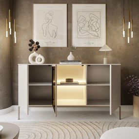 Komoda ADRIENNE s LED osvetlením kašmír 154cm
