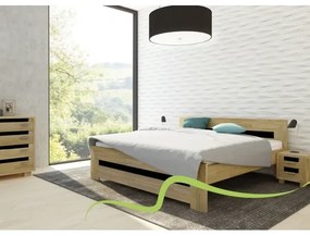 TEXPOL Manželská masívna posteľ SALMA so skleneným čelom Veľkosť: 200 x 200 cm, Materiál: Buk, Morenie: wenge