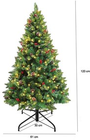 Vianočný stromček s LED diódami, rôzne typy, teplá biela, 100 LED- ov, 120 cm
