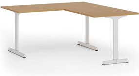Kancelársky stôl PRIMO BETA L, 160x180 cm, biela podnož, buk