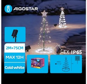 Aigostar - LED Solárna vianočná dekorácia LED/0,26W/3,7V 75cm IP65 studená biela