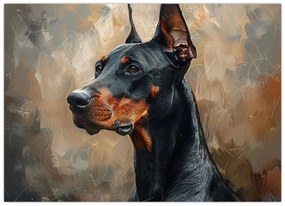 Sklenený obraz - Portrét Dobermana (70x50 cm)
