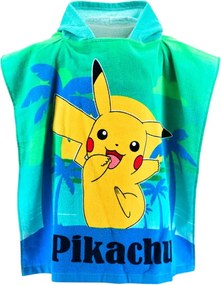 Detské plážové pončo - osuška s kapucňou Pokémon Pikachu - rozbalené