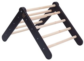 Čierny pikler trojuholník z borovicového dreva 60x60x60 cm Montessori – Meowbaby