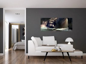 Obraz - Loď medzi útesmi (120x50 cm)