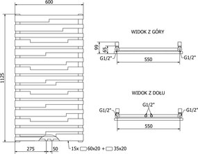 Mexen Provo, vykurovacie teleso 1125 x 600 mm, 799 W, čierna, W209-1125-600-00-70