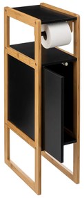 Polička na toaletný papier Natureo Black, čierne/s drevenými prvkami