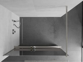 Mexen Kioto+, sprchová zástena Walk-In s poličkou a vešiakom 80 x 200 cm, 8mm sklo vzor zrkadlo, brúsená oceľ profil, 800-080-121-97-50