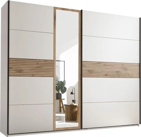 Šatníková skriňa so zrkadlom Daria, 270 cm, dub/biela