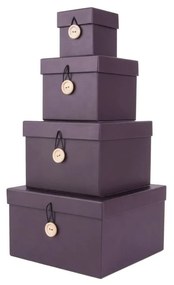 Sada 4 fialových úložných boxov s vekom PT LIVING Uniform