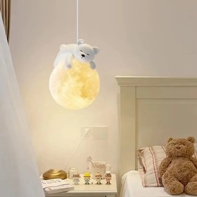 Dětský závěsný lustr White Bear bílý