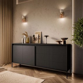 KOMODA RAYMOND 2D3S SO ŠUPLÍKMI ČIERNA MATNÁ 187 cm