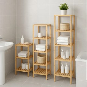 Bambusový kúpeľňový regál v prírodnej farbe 37x83 cm Skaren – Bonami Essentials