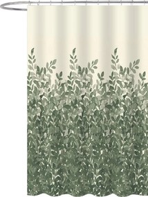 Aqualine Sprchový záves 180x200cm, polyester, zelené listy ZP012