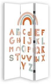 Ozdobný paraván Abeceda Barevná písmena - 110x170 cm, trojdielny, korkový paraván