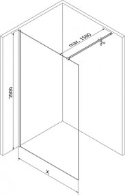 Mexen, Mexen Kioto-X sprchová stena 60 x 200 cm, grafit 10 mm, chróm - 800-060-101-01-40-X
