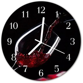 Nástenné sklenené hodiny Víno fi 30 cm