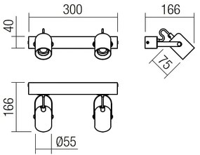 Redo 01-2416 - Nástenné svietidlo TAFFI 2xE27/42W/230V čierna/buk
