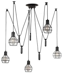 ONLI - Luster na lanku SPIDER 5xE27/15W/230V pavúk čierna