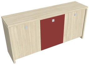 Nízka skriňa Verno 188 x 46 x 90 cm, kombinované dvere, agát / červená
