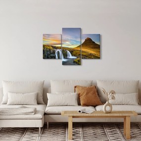 Obraz hory a vodopádov na Islande (90x60 cm)