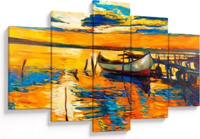 Obraz - Loďka pri západe slnka (150x105 cm)