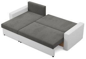 Rohová rozkladacia sedacia súprava LUNA Sivá/biela II