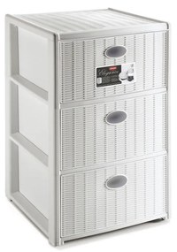STEFANPLAST Úložný plastový regál Elegance, 3 zásuvky, biely