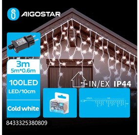 Aigostar B.V. Aigostar - LED Vonkajšia vianočná reťaz 100xLED/8 funkcií 8x0,6m IP44 studená biela B103031QG