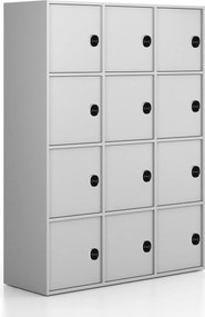 Kancelárska skriňa FRAME, 12x dvere, 1299 x 450 x 1735 mm, RFID zámok, sivá