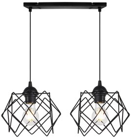 Závesné svietidlo Stella, 2x čierne drôtené tienidlo
