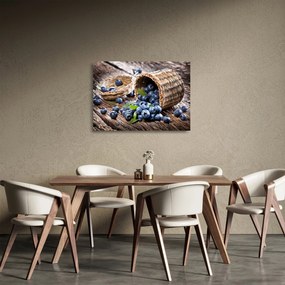 Sklenený obraz - Šťavnaté čučoriedky (70x50 cm)